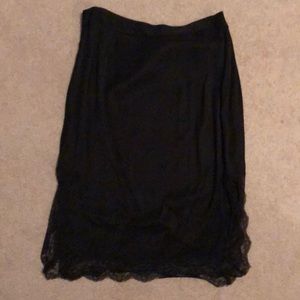 Zara Satin Midi Slip Skirt with Lace